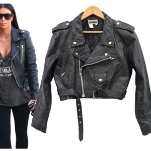 Classic Leather Motorcycle Jacket Rare Vintage Sexy Cropped Cut